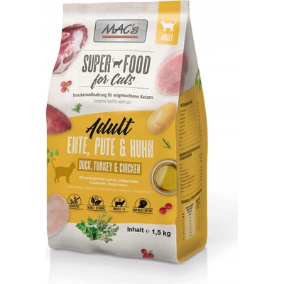 Mac's Cat Adult KAČICA MORKA A KURACIE MÄSO 1,5 KG