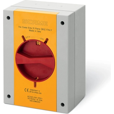 SCAME Spínač ISOLATOR-TP 63A 3P emergency IP65 590.EM6303