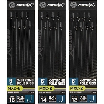 Matrix Návazec MXC-2 X-Strong Pole Rigs vel. 12 Barbless 0,20 mm 15 cm 8 ks