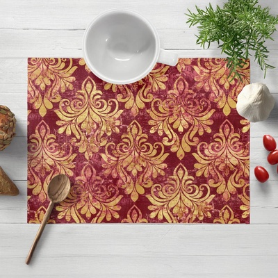 Biante Zamatové prestieranie Tamara TMR-053 Zámocký vzor na vínovo červenom 30x40 cm
