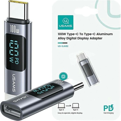 STABLECAM USAMS AU18 USB-C - USB-C adaptér digitálního displeje 100W - šedý - RC_315231 – Zbozi.Blesk.cz