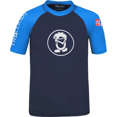 Trollkids Детска плажна тениска от ликра Trollkids Kid's Kvalvika T Sport shirt - Navy / Medium Blue - размер 116 (EU) (704-1803-0315)