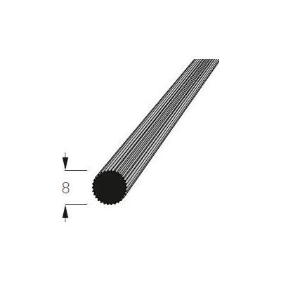 Lišta kruhová vroubkovaná buk, prům.8mm, délka 70cm