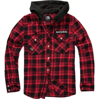 BRANDIT мъжка риза Iron Maiden - EDDI - Проверете - BRANDIT - 61048-тъмно червено+б