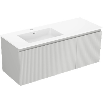 Mexen Rivel шкаф за баня 120 см с мивка Otis лява, 1S, 1D, рифелована, сив мат/бял мат - 91A23-12047-3-BBFF62-W18L01 (91A23-12047-3-BBFF62-W18L01)