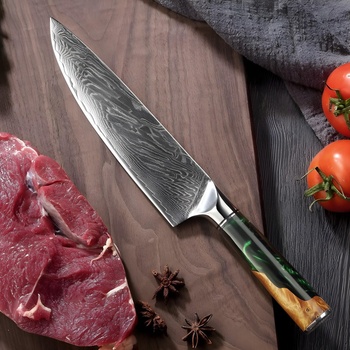 HARAHU Дамаски кухненски нож Ханамаки - Зелен kp14030 (ha-14030)