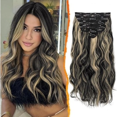 BARSDAR Clip in prodlužování vlasů, 40 cm Vlnité Clip in Prodlužování vlasů 6 kusů Přírodní