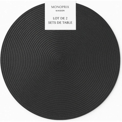 Monoprix Kulaté černé prostírání 38 cm 2 ks