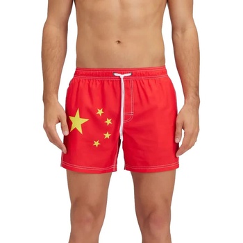 Sundek Бански гащета Sundek Elasticated waistband recycled polyester repreve china flag swimming shorts - Red (Fire Red)