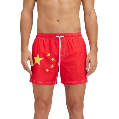 Sundek Бански гащета Sundek Elasticated waistband recycled polyester repreve china flag swimming shorts - Red (Fire Red)