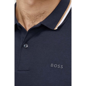 BOSS Памучна тениска с яка boss в тъмносиньо с изчистен дизайн 50469360 (50469360)