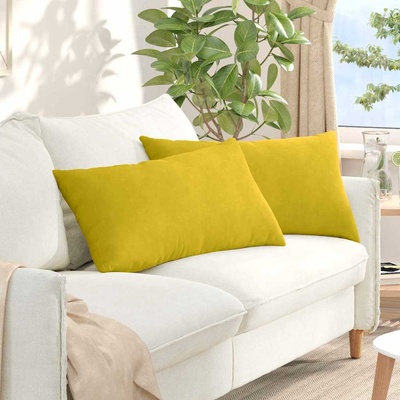 vidaXL Диван възглавници 2 pcs Жълто 80 x 40 cm Кордюрова тъкан (42013720)