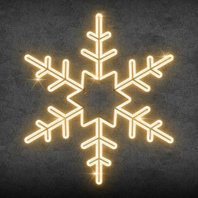 DecoLED LED svetelná vločka s hviezdou v strede na VO priemer. 80 cm teplá biela