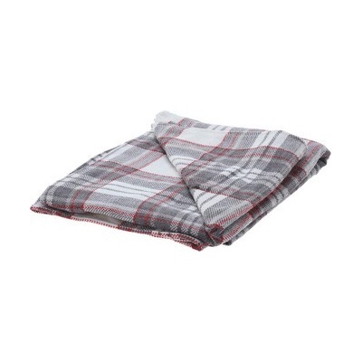 HOMESTYLING Deka přehoz na postel žinylka bílá / šedá s pruhy KO-AAE332300 130 x 160 cm