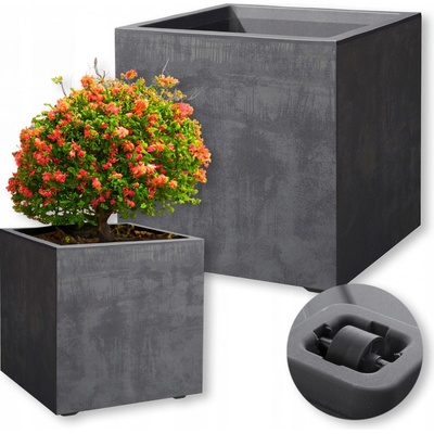 Deroma Kvetináč Millennium Cubo s kolieskami antracitový 49 x 49 x 49 cm