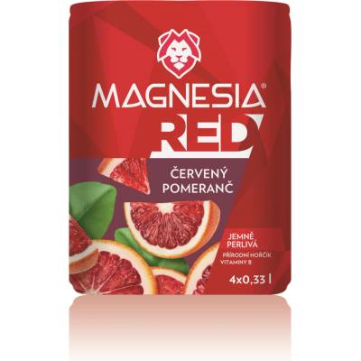 Magnesia Red ochucená minerální voda Červený pomeranč 4 x 0,33 l