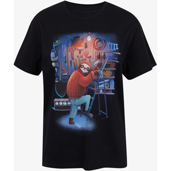 DOBRO Черна дамска тениска с принт Zoot DOBRO. Ленивец DOBRO | Cheren | ЖЕНИ | XS