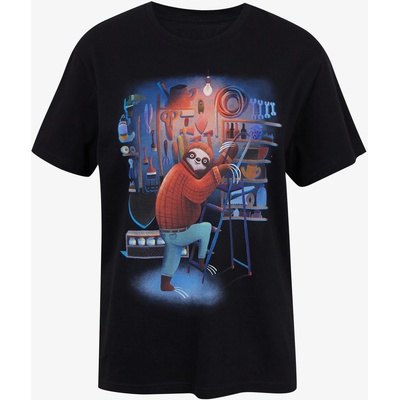 DOBRO Черна дамска тениска с принт Zoot DOBRO. Ленивец DOBRO | Cheren | ЖЕНИ | XS