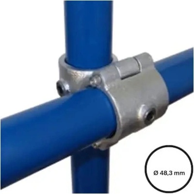 Konstrukční fitinka, spojka ocelových trubek pr. 48,3 mm – křížení průběžné, mimoúrovňové, rozebíratelné 90° 137-D48