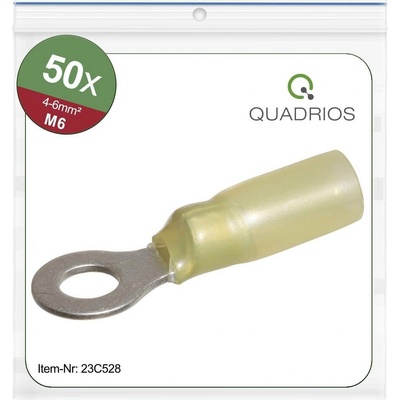 Quadrios 23C528 guľaté káblové oko Prierez=6 mm² Ø otvoru=6.5 mm čiastočne izolované žltá 50 ks