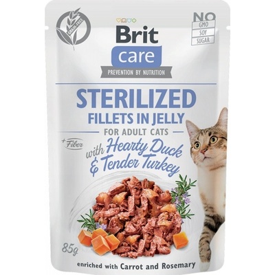 Brit Care Cat Sterilized Fillets in Jelly Hearty Duck & Tender Turkey 24 x 85 g