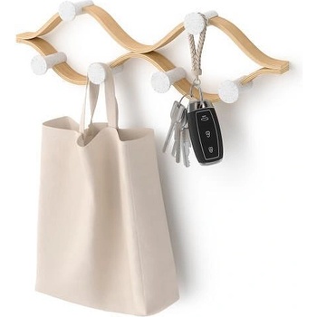 Umbra hk ltd (Канада) Закачалка за стена umbra montage с 6 бр. куки - цвят бял с натурално дърво (umbra 1021053-668)