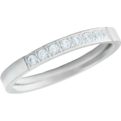 BM Jewellery Dámský prsten se zirkony z chirurgické oceli stříbrný S113191050