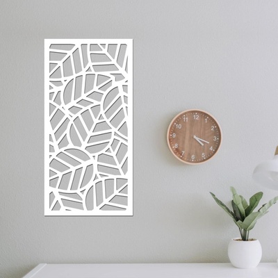dřevo života Dřevěný dekorační panel LEAF II Rozměry (cm): 50x95, Zvolte barvu dekoru: Bílá