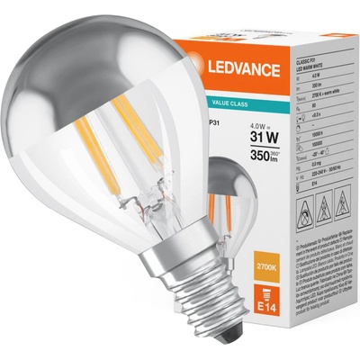 LEDVANCE Osram LED CLASSIC P 31 MIR S P 4W 827 FIL SIL E14