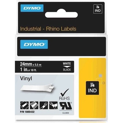 DYMO vinylová páska RHINO D1 24 mm x 5,5 m, bílá na černé, 1805432