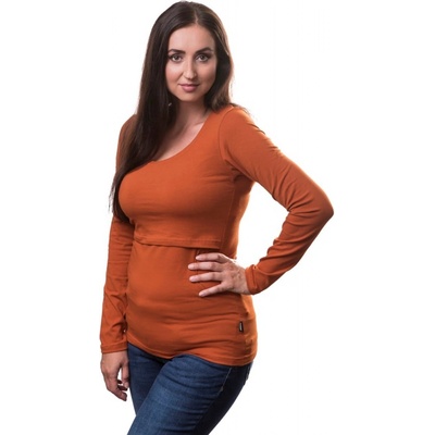 Kojící tričko Kateřina dlouhý rukáv skořicové