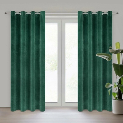 EUROFIRANY ZATEMŇOVACÍ ZÁVĚS NA KROUŽCÍCH VILLA 140X250 CM TMAVĚZELENÁ