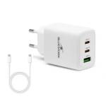 Bluestork Мрежово зарядно устройство Bluestork - PW-65-CCA (2xUSB-C, USB-A, 65W, 2 м кабел, бяло) (PW-65-CCA)
