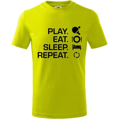 Stolný tenis eat sleep tričko detské limetková
