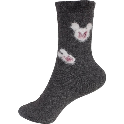 Дамски вълнени чорапи в тъмносиво с образа на Мики Маус