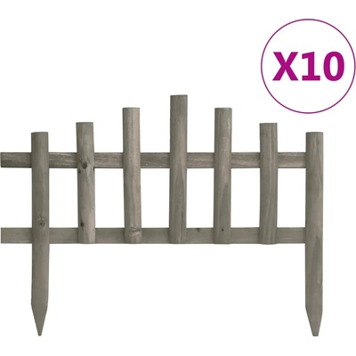 vidaXL Ниски огради за лехи, 10 бр, чам, 4, 4 м (314847)