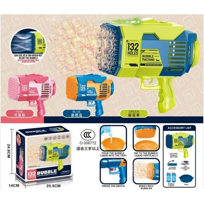 Pistole na bubliny Bazooka s LED osvětlením a USB nabíjením