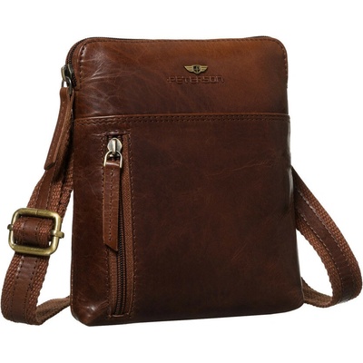 Peterson Hnedá pánska crossbody taška z prírodnej kože so zapínaním na zips hnedá PTN 1902-TUM UNI PTN 1902-TUM