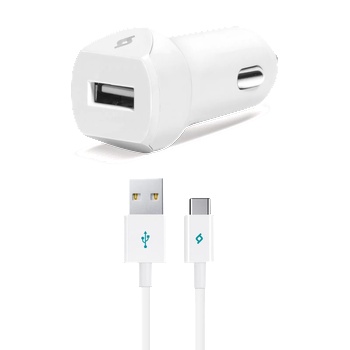 Image 1 of Ttec Зарядно за кола 12V SpeedCharger USB In-Car Charger, 2, 1A, incl, Type C Cable - Бяло, 117563
