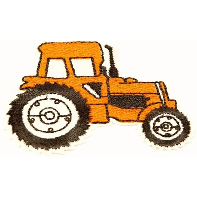Nažehľovacia záplata - Traktor - zelená, modrá, oranžová, červená - rozmer 6,7 cm x 7 cm Traktor - oranžová
