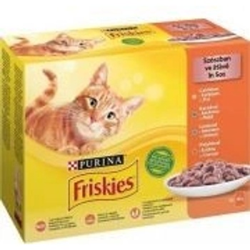 Friskies cat kuře kachna losos krůta ve šťávě 12 x 85 g