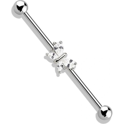Šperky4U industrial piercing motýlek ID01031-ST