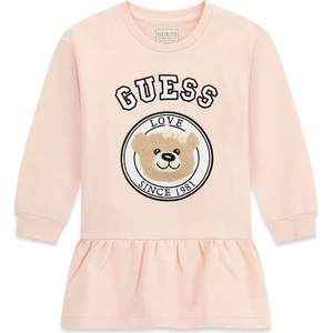Guess Момичешка рокля-туника Guess Bear - Свеж прасковен нюанс