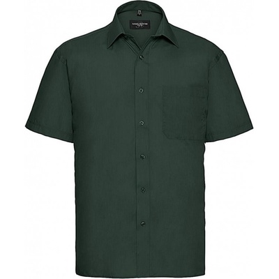 Russell Collection Pánska košeľa Poplin s kratkými rukávmi Fľaškovo zelená