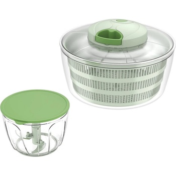 VOLTZ Центрофуга за салата и ръчен чопър 2в1 Oliver Voltz OV51215D, 4 л, 3 ножа, Капак с въже, Зелен (99OV51215D)