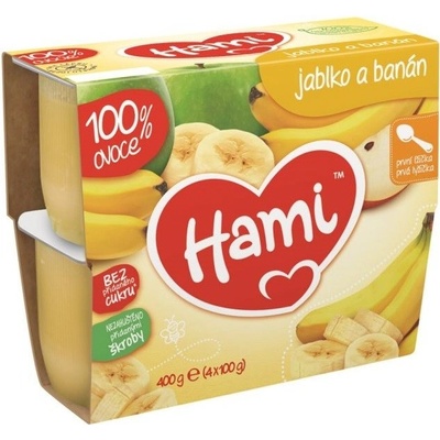 Hami Prvá lyžička 100% ovocia Jablko a banán 4 x 100 g