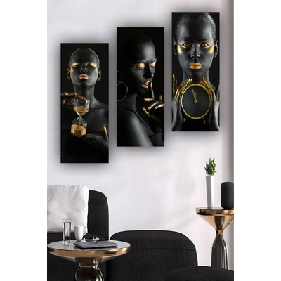 ASIR Obraz na MDF 3ks ŽENSKÁ TVÁŘ A ČAS 20 x 50 cm