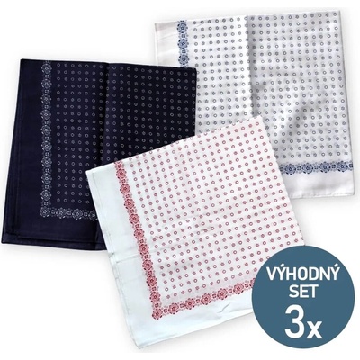 Knitva bavlněné šátky bílá modré květy + bílá červené květy + modrá bílé květy 3 ks