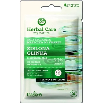 Herbal care маска за лице с зелена глина, 2х5мл