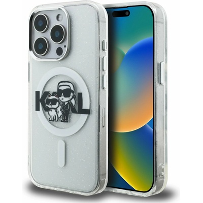KARL LAGERFELD IML Брокат Карл и Шупет Скица MagSafe Заден Капак за iPhone 15 Pro Max Прозрачен Karl Lagerfeld | Byal | ЖЕНИ | UNI